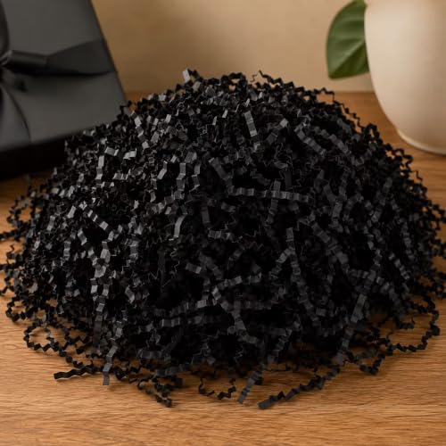 8 oz black Crinkle Cut Paper Shred Filler for Gift Boxes, Basket