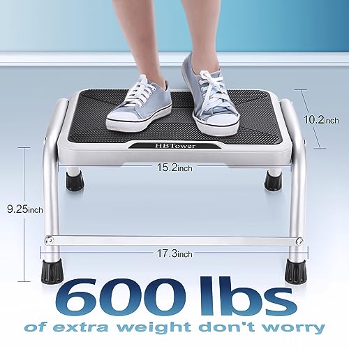 HBTower 1-Step Adult & Kid Non-Slip Metal Step Stool - No Handle