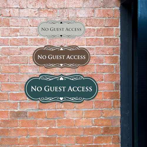 All Quality Designer No Guest Access Wall or Door Sign - Black/Gold - Medium (5 Pack)