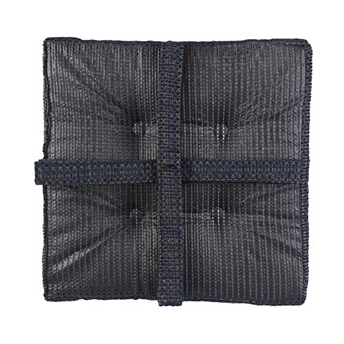 Klear Vu Non-Slip Gripper Tufted Square Bar Stools Cushions with Tie Straps for Dining Rooms, Kitchen Bars, Cafes and Restaurants - Set of 4, 12¡±x12¡±, Navy