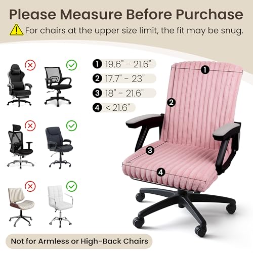 AELS Pink Faux Fur Striped Office Chair Cover with Tie Straps – Fits Most Desk Chairs