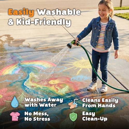 24 Pack Kids Sidewalk Chalk - 13 Bright Colors, Washable & Non-Toxic