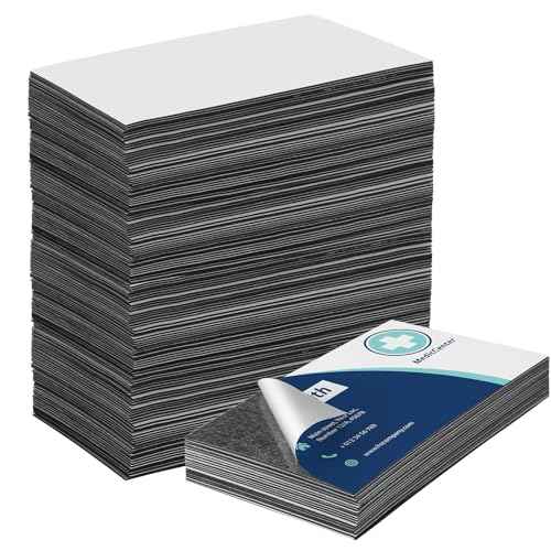 MaxGear 50 Pack Business Card Magnets Peel and Stick, 2x3.5¡± Personalized Magnetic Sheets, Custom Adhesive Magnet for DIY Craft, Flexible Self Sticky Magnetic Name Cards for Office School,Fridge,Photo