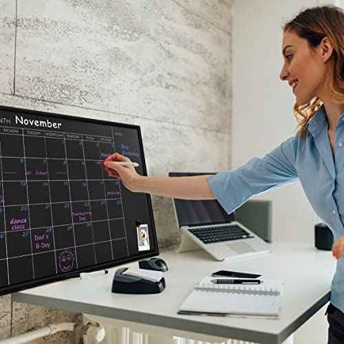 TORASO Calendar Chalkboard, 17.7 x 23.6 inches, Magnetic Surface Black Frame Chalk Board for Planning,School Timetable Memo, Hanging Board for Office, School and Home(YLHB-BK-4560)