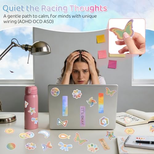 TOEMUR A-108 Sensory Stickers Pack – 108 Textured Fidget Strips for Anxiety, ADHD & Stress Relief on Desk or Phone