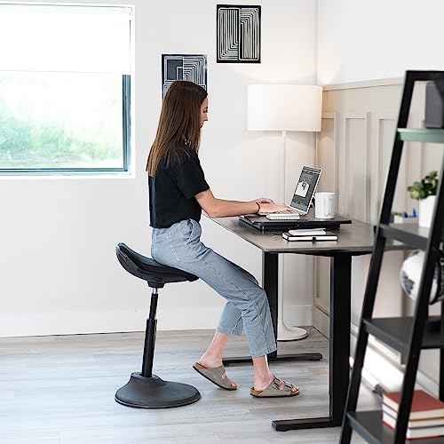 VIVO Ultra-Slim Single Top Height Adjustable Standing Desk Riser, Compact Sit Stand Desktop Converter for Monitor or Laptop, Black, DESK-V001J