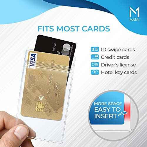 Mata1-USA Vertical ID Name Badge Holder (Clear, 2.25x3.5 Inch, 250 Pack), Plastic Nametag Card Holders with Zipper