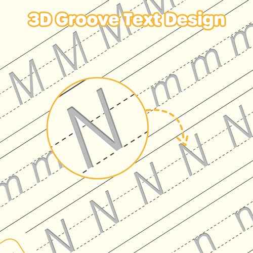 Large Magic Grooved Practice Copybook 5 Pack with Pens, Reusable Children's Magic Copybooks, Magical Handwriting Workbooks Number Letter Tracing for Kids Age 3-8 Kindergarten Preschool Calligraphy