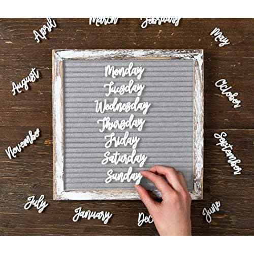 Little Hippo Grey Felt Letter Board Sign 10x10 Inch with 690+ PRE-Cut Letters - Rustic Wood Message Board with Letters and stand, Baby Announcement Sign, Back to School Felt Board