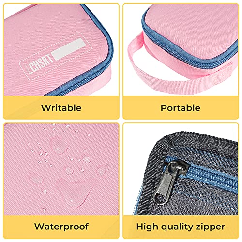 ECHSRT Pink Large Pencil Case with Handle, Aesthetic Stationery Organizer