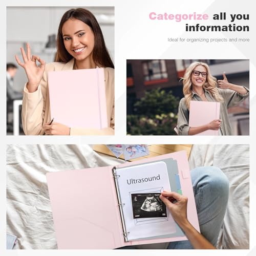 Pink Leather 3-Ring Binder, 1 Inch Ring, Letter Size Organizer for Documents