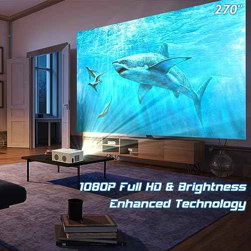 Mini WiFi Projector with Bluetooth, 1080P HD Portable, Outdoor Movie Projector for Smartphone, Compatible with iOS/Android/PC/TV Stick/PS5/HDMI/USB/TF