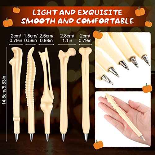 Halloween Bone Pens Novelty Bone Shape Ballpoint Pens Black Ink 1.0 mm Finger Pen Skeleton Ballpoint Pen Creative Novelty Pens for Artist Doctor Nurse School Office Halloween Party (120 Pcs)