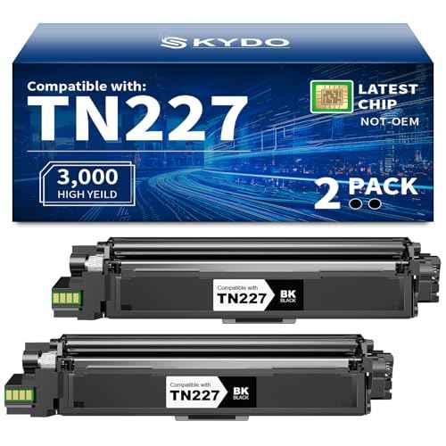 Compatible TN-227BK Toner Cartridge Replacement for Brother TN-227 Black Toner High Yield TN223 for MFC-L3770CDW HL-L3270CDW HL-L3290CDW MFC-L3710CW HL-L3210CW (2 Black)