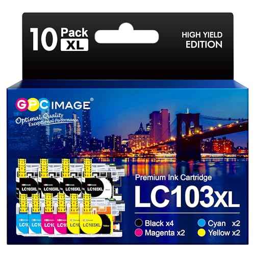 GPC Image LC103XL Ink Cartridge Compatible for Brother LC103 LC103XL LC101 LC101XL Ink Cartridges for Brother Printer MFC-J870DW MFCJ6920DW MFCJ4510DW MFCJ875DW MFC-J470DW (10-Pack, LC103XL Ink)