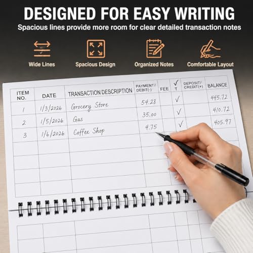 Large Print 2-Pack Check Register Book - 50 Pages Each, Spiral Bound