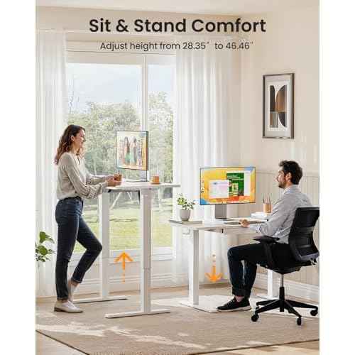 ErGear Electric Standing Desk with Drawers, 48" x 24" Height Adjustable Desk with 4 Preset, Home Office Computer Table with Splice Board, White