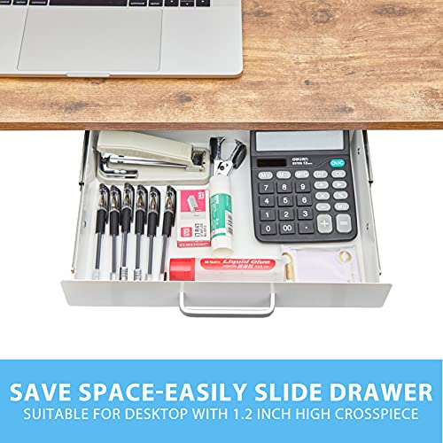 Gome Under Desk Pull-Out Drawer - Storage Organizer Office Mounted, Easy Slide-Out Pencil Drawer for Saving Space, Desk Storage Ideal for Sit-Stand Workstation (Without support bar under desk)