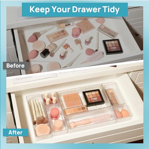 Clear Makeup Drawer Organizer Bins 7 pcs Stackable Acrylic Storage Containers