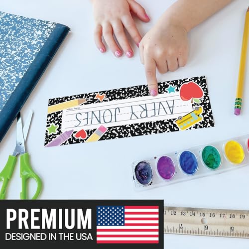 Hadley Designs Composition Notebook Desk Name Tags - 25pcs Classroom Nameplates