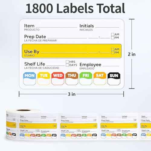 Restaurant Quality Shelf Life Food Rotation Labels Vinyl, 2¡± x 3¡± Self-Adhesive Removable Freezer Food Labels, Perfect for Reusable Containers, Easy to Remove, Food Safety Date Sticker (6 PCS)