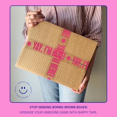 Yay, I'm Here! Clear Hot Pink Decorative Packing Tape 1.88" x 110 Yards - Shippy Tape