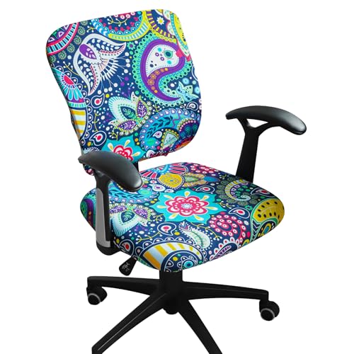 FORCHEER Desk Chair Cover Two-Piece Set (Backrest + Seat) Boho Stretch Fit for Split Office Chairs