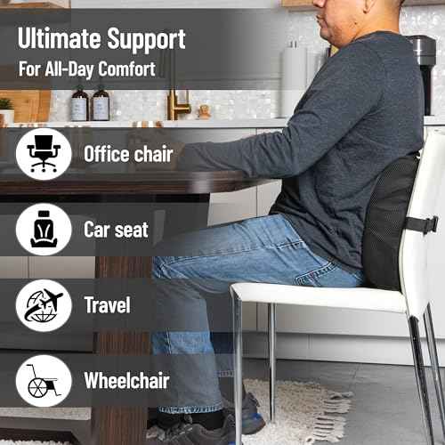 Mind Reader Memory Foam Back Cushion, Lumbar Support, Posture Corrector, Office Chair, Car Seat, 13.5"L x 4"W x 12.25"H, Black
