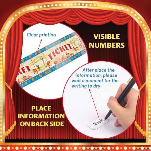 Carnival Tickets Single Roll Raffle Tickets for Events, Classroom or School Carnivals, Family Games, Door Prizes (1000 Pcs)