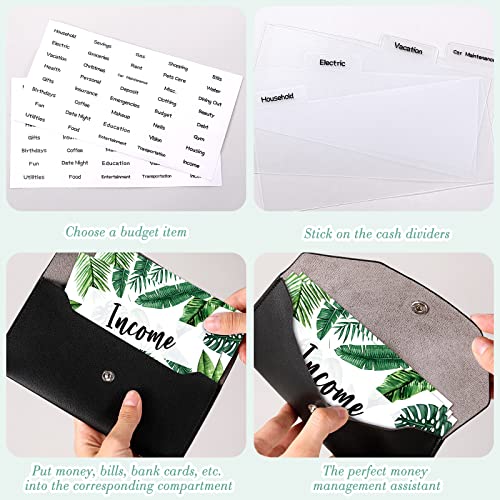 Frienda Classic Black PU Leather Cash Envelope Wallet with 8 Dividers