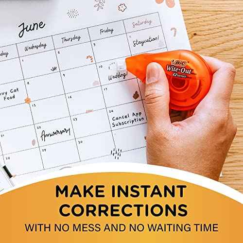 BIC Wite-Out Brand EZ Correct Correction Tape, 39.3 Feet, 2-Count Pack of white Correction Tape, Fast, Clean and Easy to Use Tear-Resistant Tape Office or School Supplies