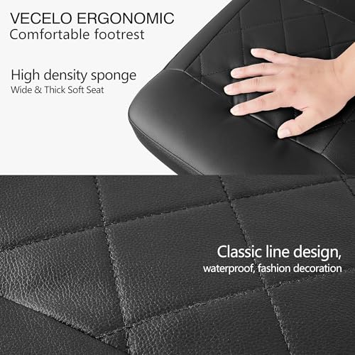 VECELO Under Desk Footrest with Wheels - PU Ergonomic Foot Rest, Height Adjustable, Black