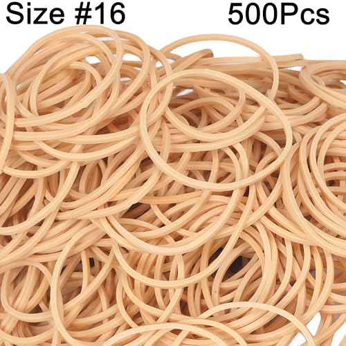 Rubber Bands Size#16,Elastic Band Beige #16 Small Rubber Band 500Pcs For Office Home Supplies(2-1/2" x 1/16'')