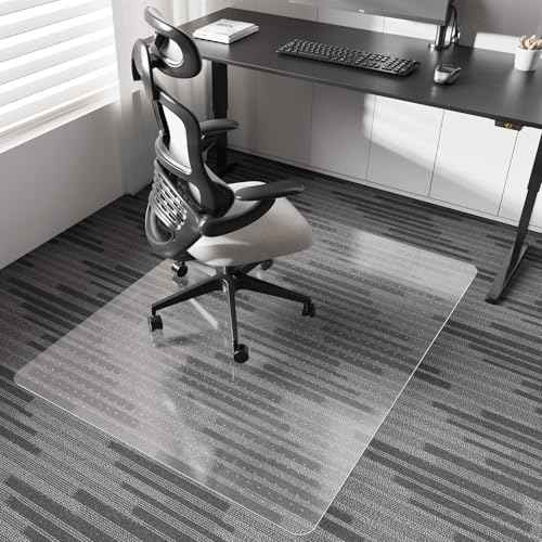 Chair Mat for Carpet, 36" x 48" Desk Chair Mat for Carpeted Floors, Non-Slip Office Vinyl Mat for Carpet with Studded, Easy Glide Heavy Duty Floor Protector Mat for Home Office, Clear