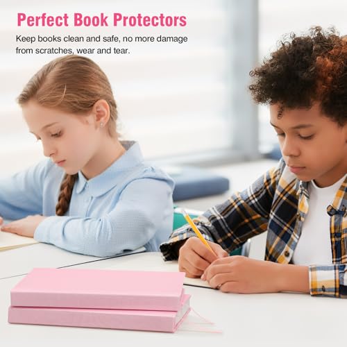 MoKo Book Cover, Reusable and Stretchable Up to 10 x 12.5 in, Pink