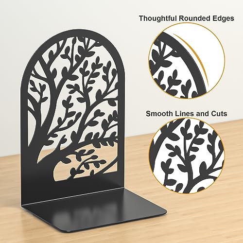 VFINE 3 Pairs Tree Style Black Decorative Metal Bookends - Unique Landscape Design