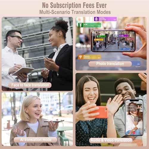 AI Translation Earbuds Real Time, 164 Language Translator Earbuds, 3-in-1 Wireless Clip on Earbuds, Bluetooth 5.4 Headphones, Translating Device for Travel Business Learning (Pink)