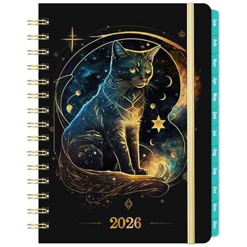 2026 Planner - 2026 Planner Weekly and Monthly, Planner 2026 with Tabs, Jan. 2026 - Dec. 2026, 2026 Calendar Monthly Planner, 8.4" x 6.3", Back Pocket + Thick Paper + Twin-Wire Binding - Cat Planner