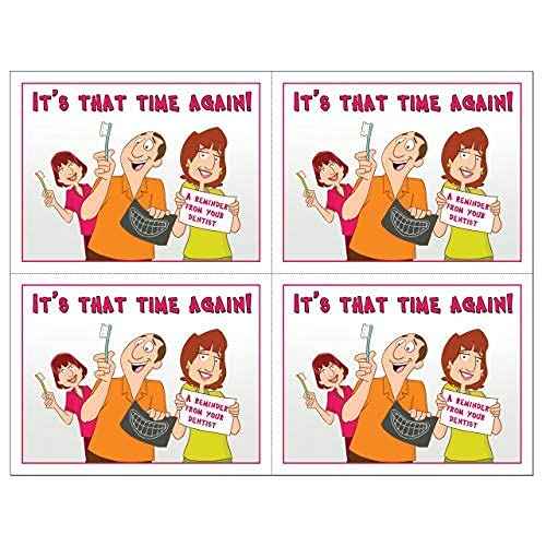 Custom Recall Laser Reminder Postcards, Dental Appointment Reminder Postcards. 4 Cards Perforated for Tear-off at 4.25" x 5.5" on an 8.5" x 11" Sheet of 8 Pt Card Stock. (500)