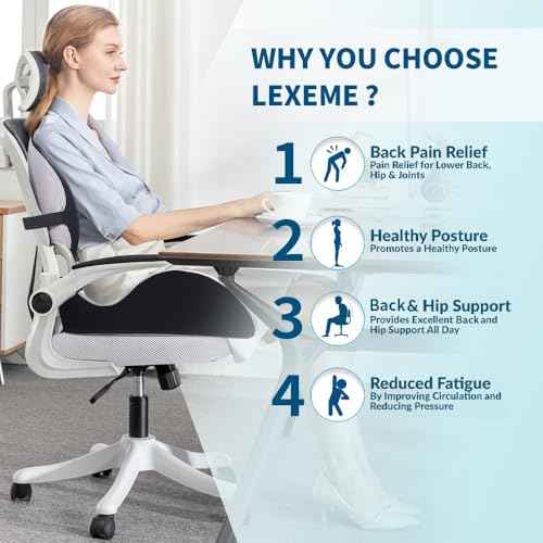 Lexeme X Large Memory Foam Seat Cushion Lumbar Support Pillow for Sciatica & Tailbone Pressure Relief Coccyx Pad for Office Chair, Car,Wheelchair,Home,Office