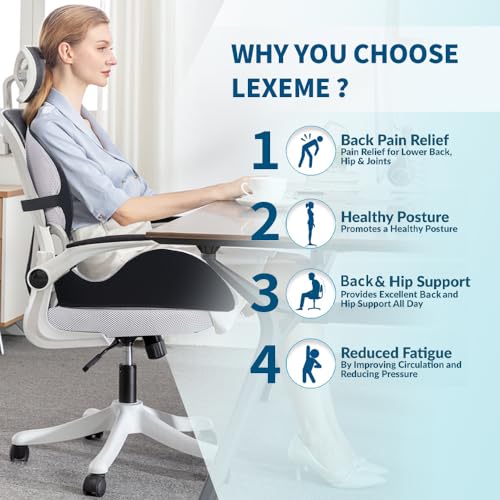 Lexeme Black Extra Large Memory Foam Seat Cushion & Lumbar Support Pillow for Sciatica & Tailbone Relief