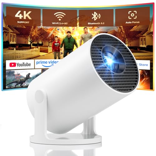 ClokoWe Basic White Mini Portable Projector with WiFi Bluetooth 4K Support