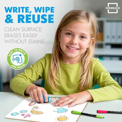 Scribbledo 6 Pack Small White Board Dry Erase Boards Classroom Pack Mini White Boards 9" x12¡± Personal Whiteboards for Students Teachers School Supplies Lapboards l 6 Mini Whiteboard Erasers Included