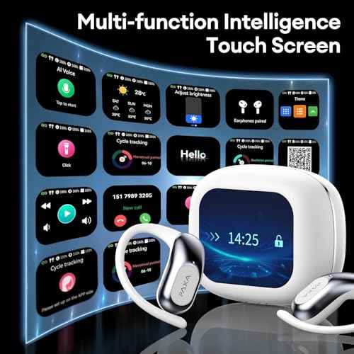PAXA Ai Translator Earbuds 3-in-1 Two-Way Translation Earbuds Real Time Wireless Bluetooth 5.4 Headphones Translator with Touch Screen Housing for Foreign Travel/Learning/Business Openairultra,White