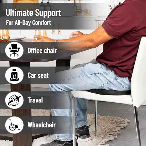 Mind Reader Donut Pillow Seat Cushion with Air-Cloud Technology, Tailbone, Hemorrhoid, Pregnancy Relief, Black