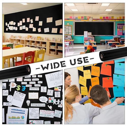 Hahafelt 16 Inch x 40 Ft Black Fabric Bulletin Board Roll - Classroom & Office Decor