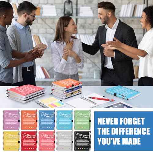 Skyygemm 20 Sets Difference Maker Gifts Bulk Employee Appreciation Gifts Spiral Notebook Journal with Sticky Notepad Index Tabs Thank You Gifts with Ballpoint Pens for Coworker Teacher (Multicolor)