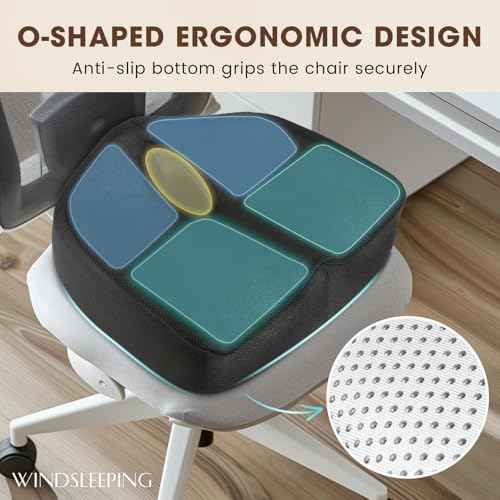 Windsleeping Comfort Latex Seat Cushion for Office Chairs Eligible Tailbone Pain Relief Cushion, Sciatica & Back Support, Office Chair Cushion & Car Seat Cushion