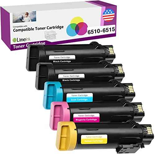 Limeink Compatible Toner Cartridge Replacement for Xerox 6515 for Xerox Phaser 6510 Toner for Workcentre 6515 106r03480 106r03478 Black Black and Color Combo 5 Pack