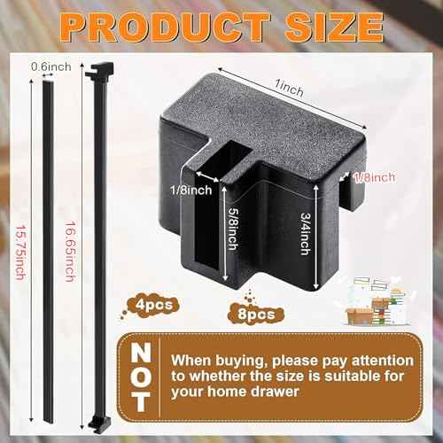Epakh 8 Pieces Metal Hanging Divider Rail Clip File 4 Pieces File Cabinet Rails for Hanging Folder Frame for Storage